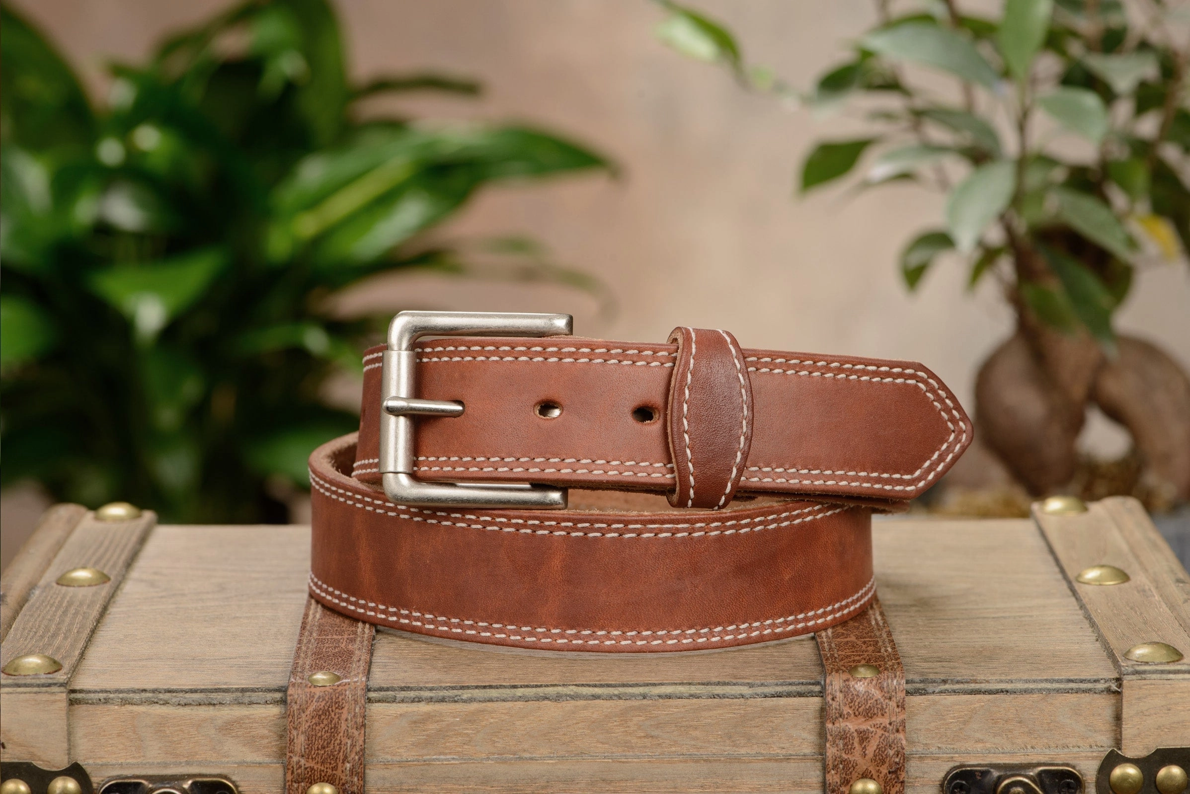 The Maverick: Hot Dipped Tan Double Stitched 1.50"