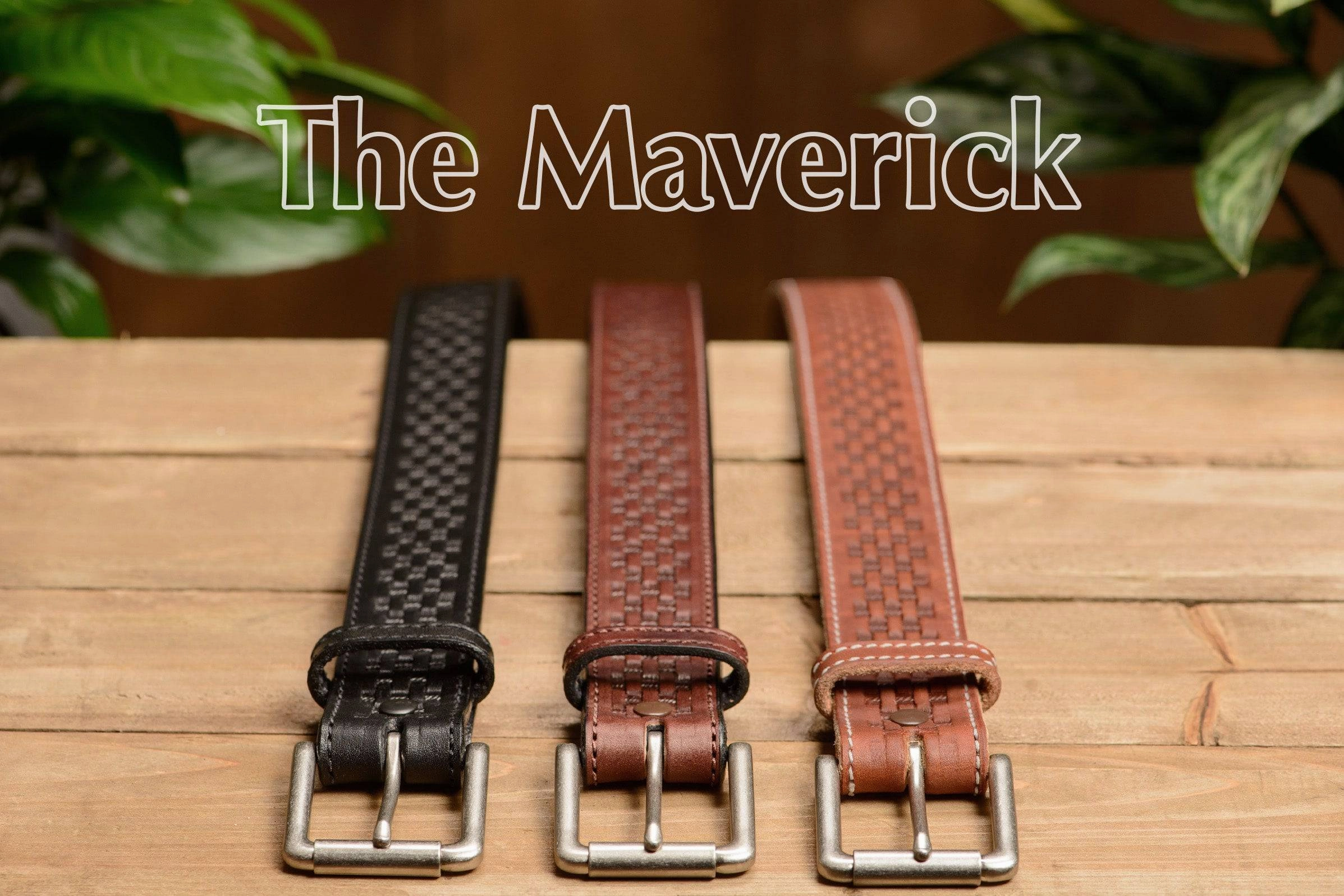The Maverick: Hot Dipped Tan Stitched Basket Weave 1.50"