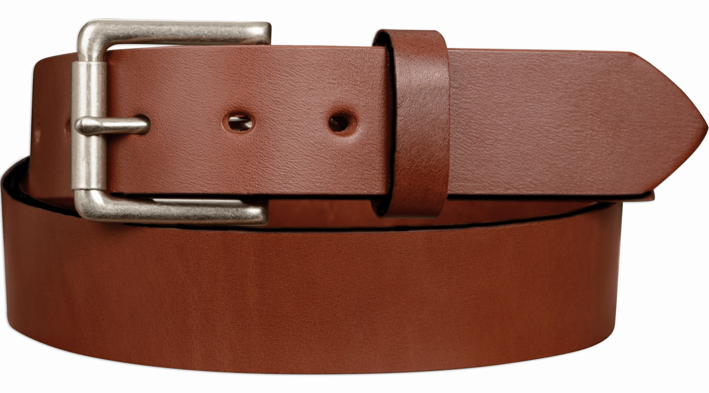 The Maverick: Medium Brown Non Stitched Leather Belt 1.50"