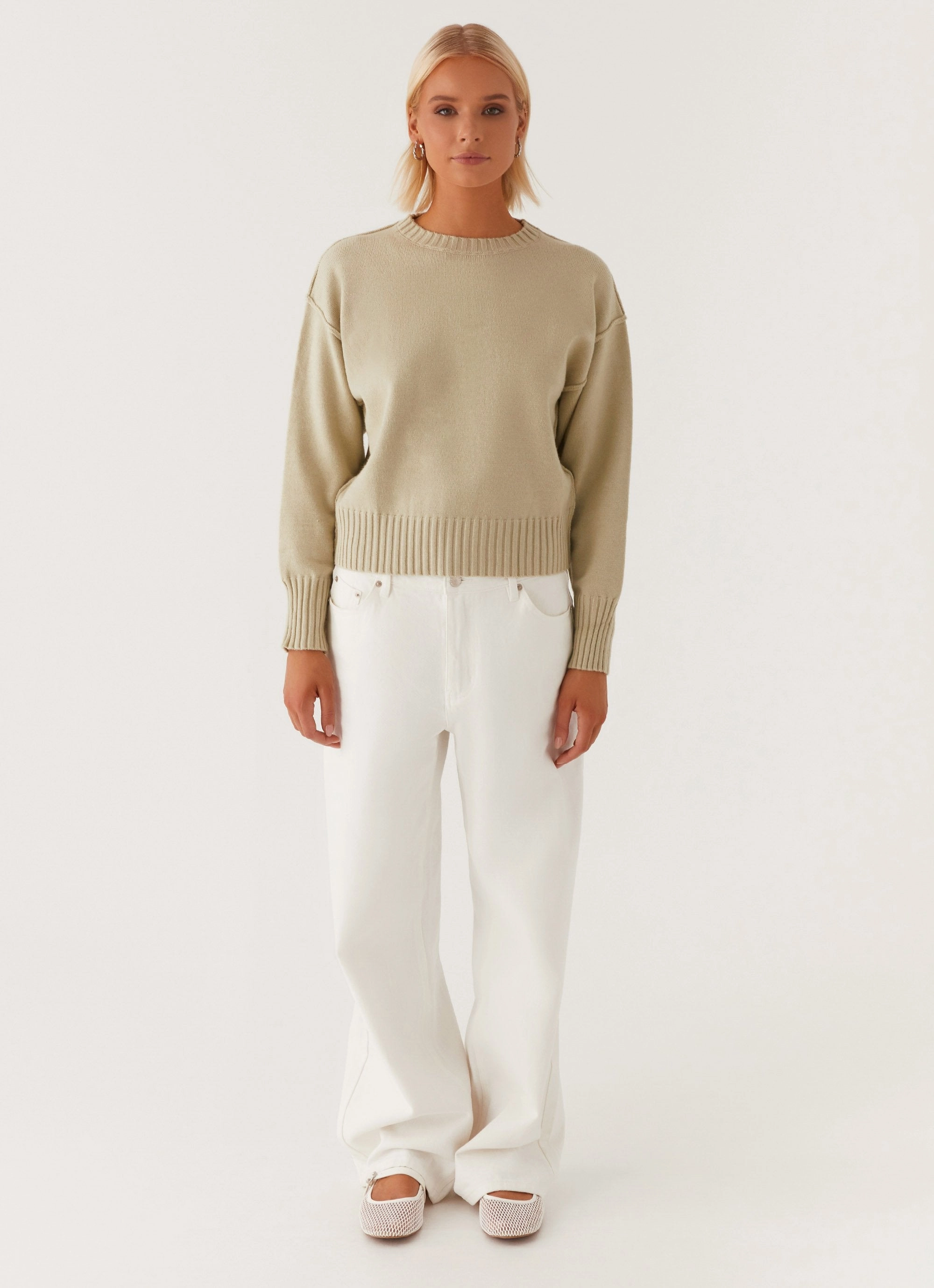 Thelma Oversized Knit Sweater - Pastel Green