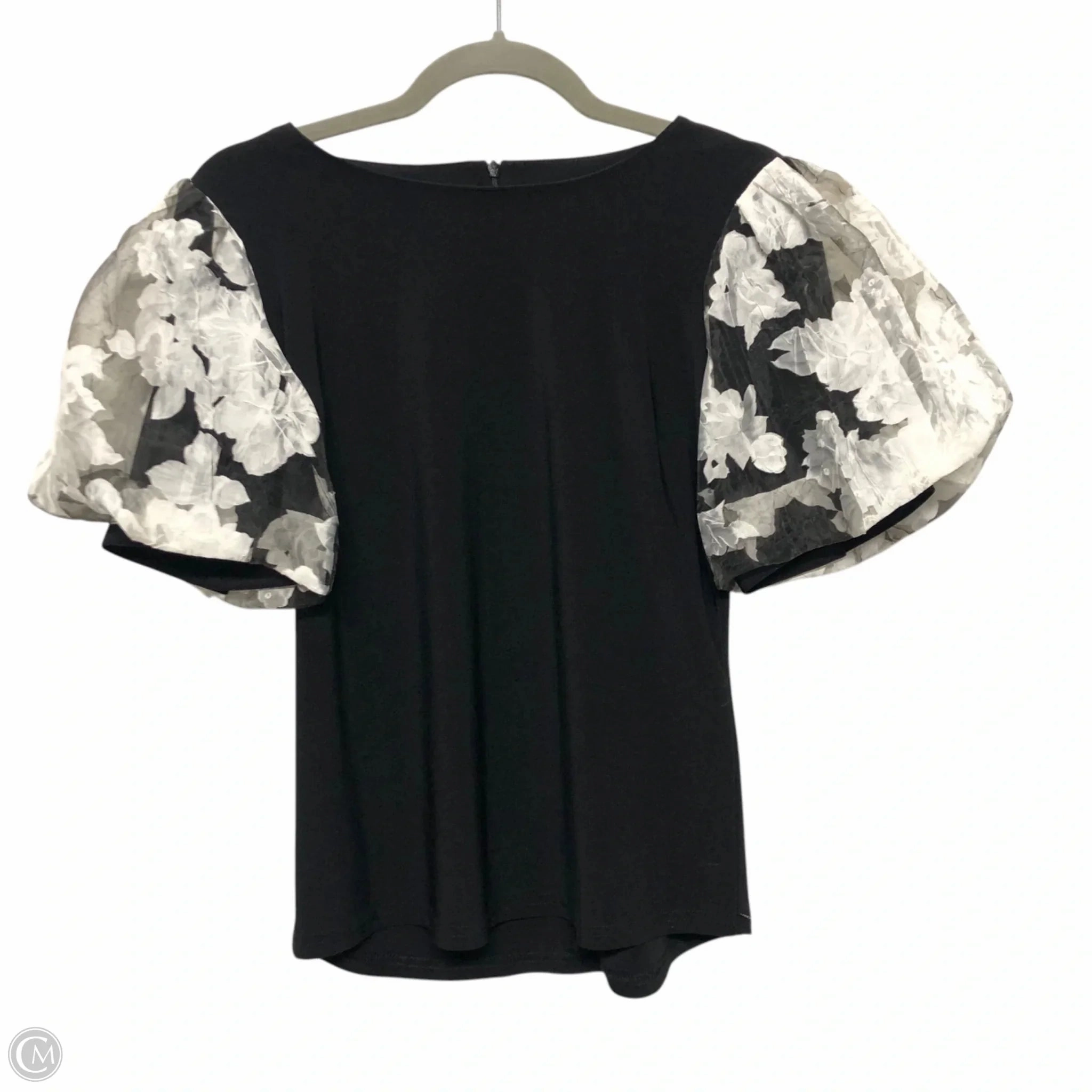 Top Short Sleeve By Joseph Ribkoff In Black & White, Size: 4