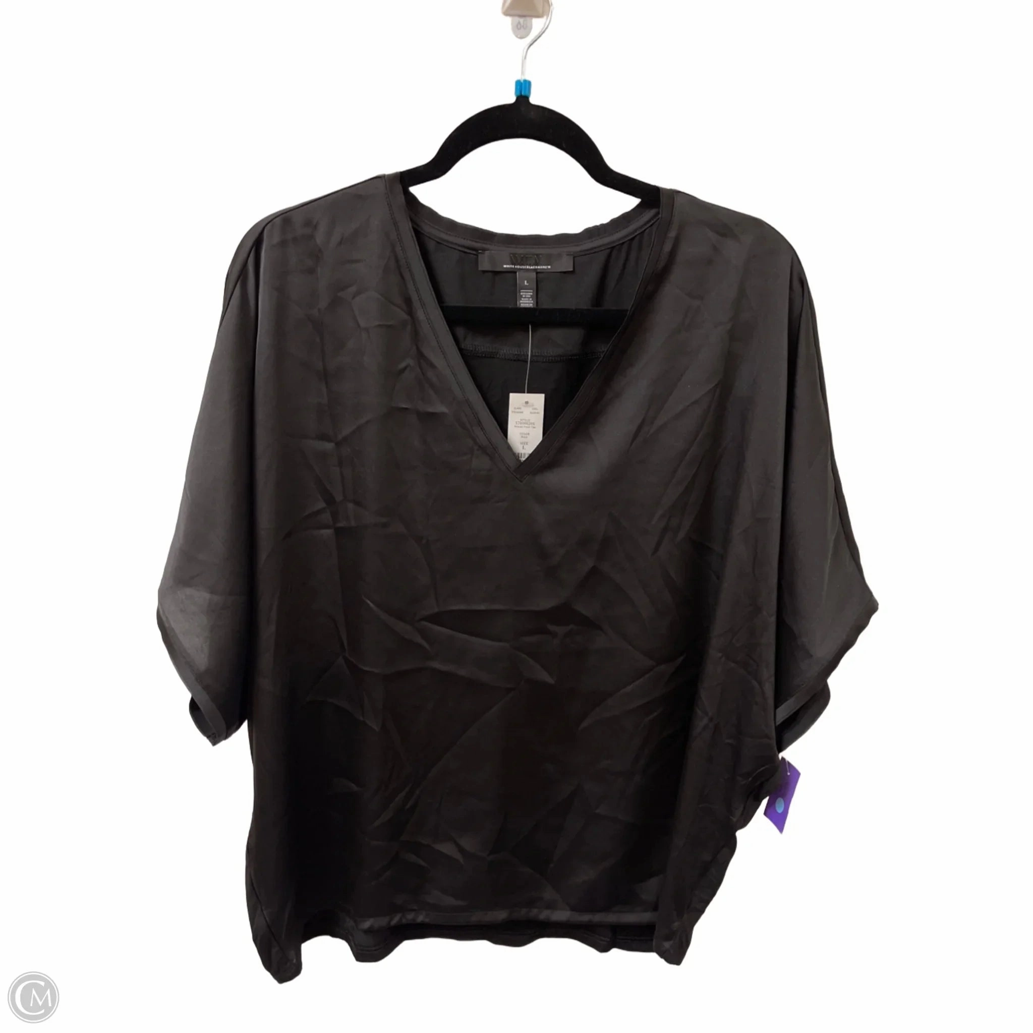 Top Short Sleeve By White House Black Market In Black, Size: L