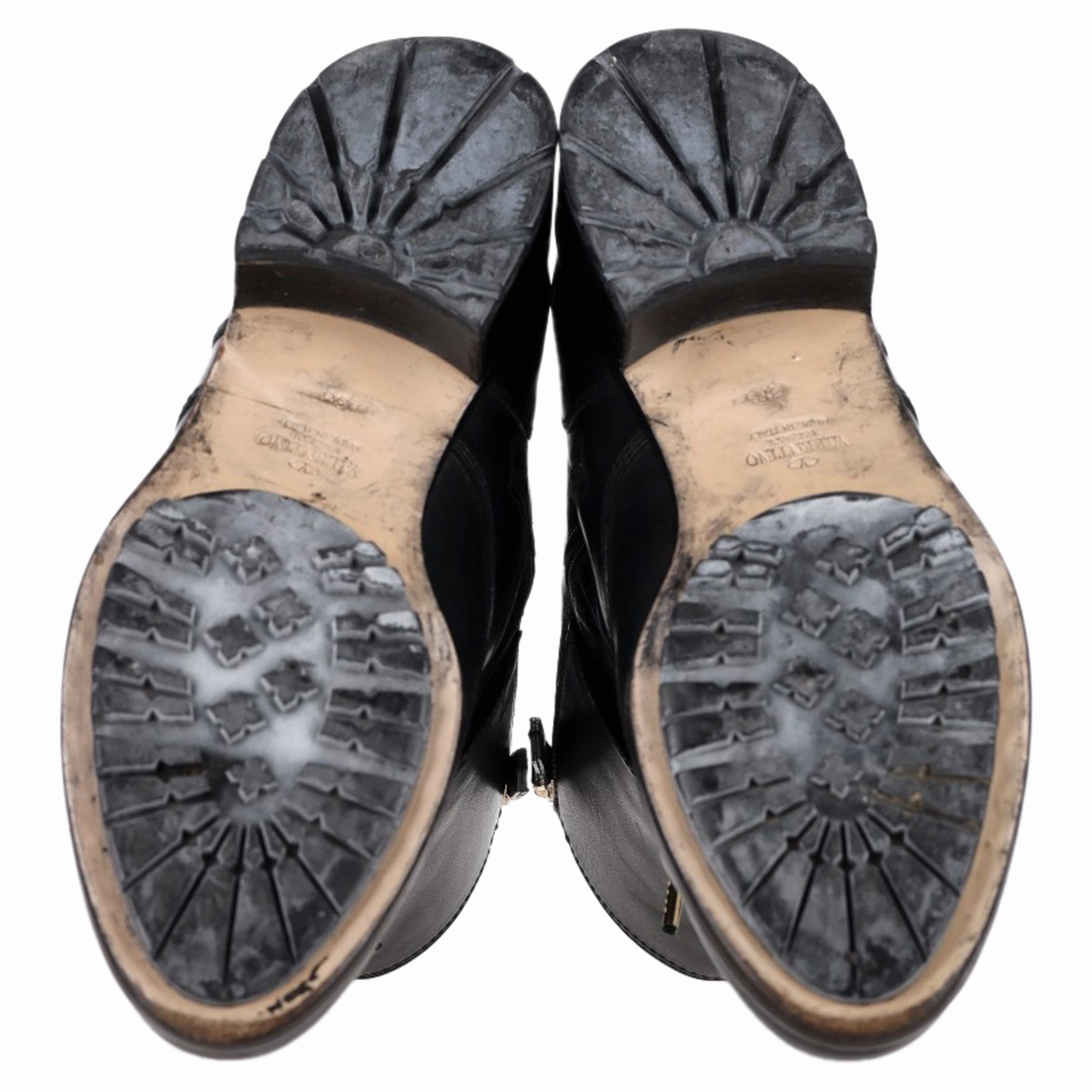 Valentino Rockstud Lace-Up Combat Boots in Black Leather