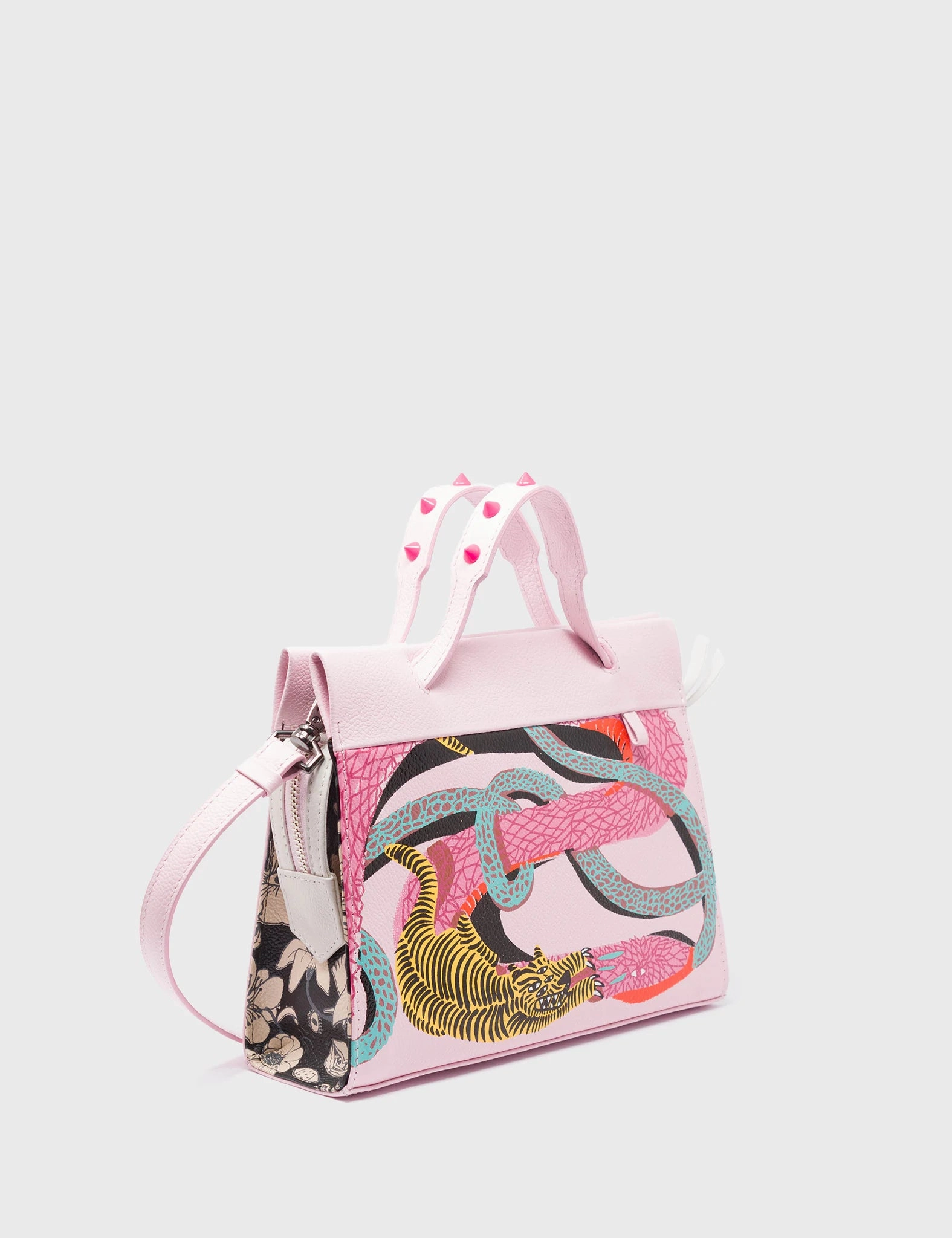 Vali Crossbody Small Parfait Pink Leather Bag - Tangle Tales Black Design