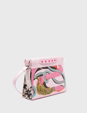 Vali Crossbody Small Parfait Pink Leather Bag - Tangle Tales Black Design