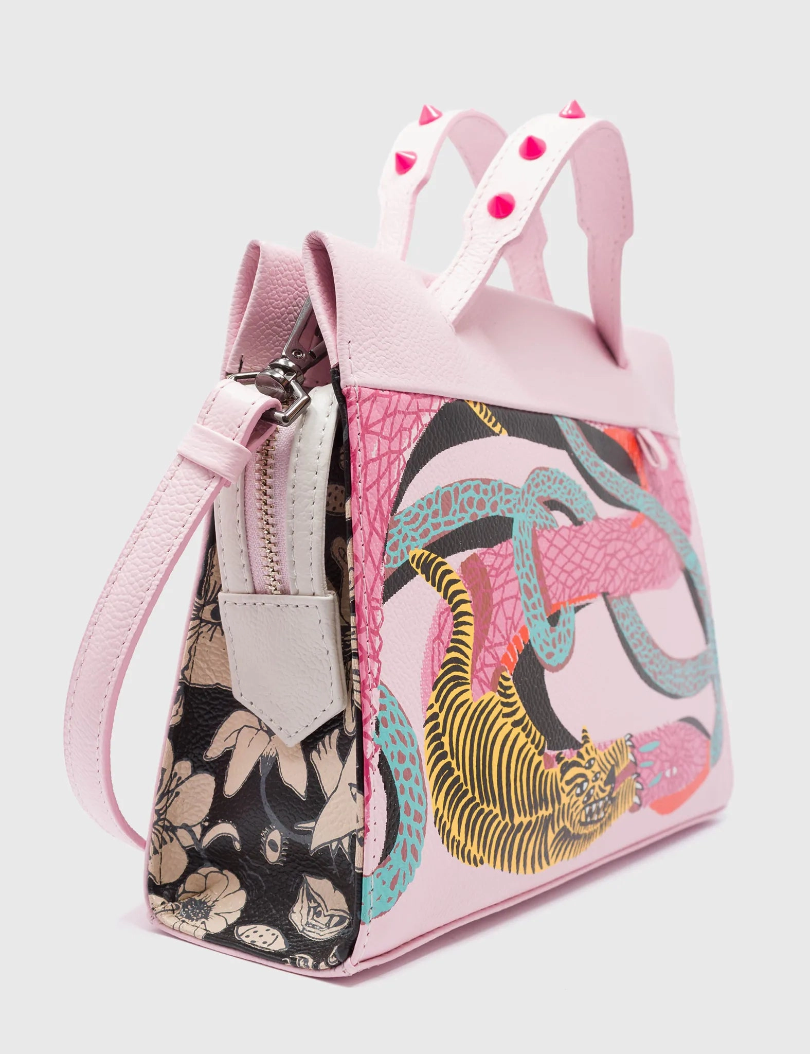 Vali Crossbody Small Parfait Pink Leather Bag - Tangle Tales Black Design
