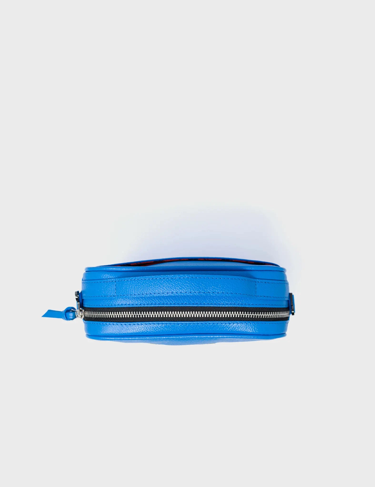 Verto Ibiza Blue Leather Crossbody Bag - Happy Tiger Face Embroidery
