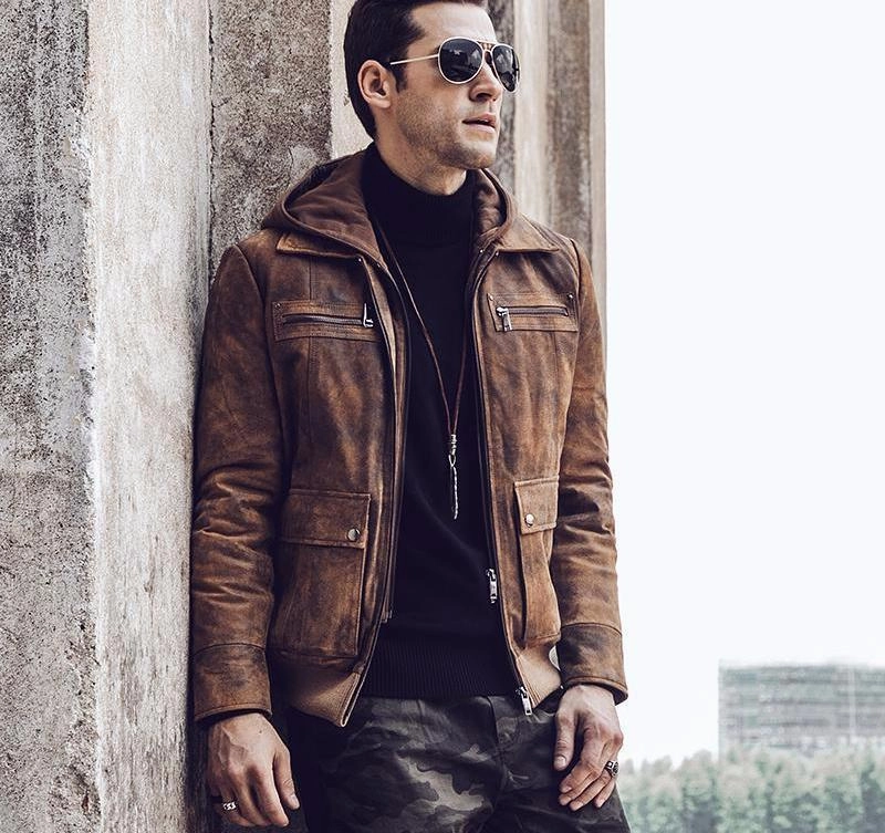 West Louis™ Retro Autumn Winter Genuine Leather Jacket