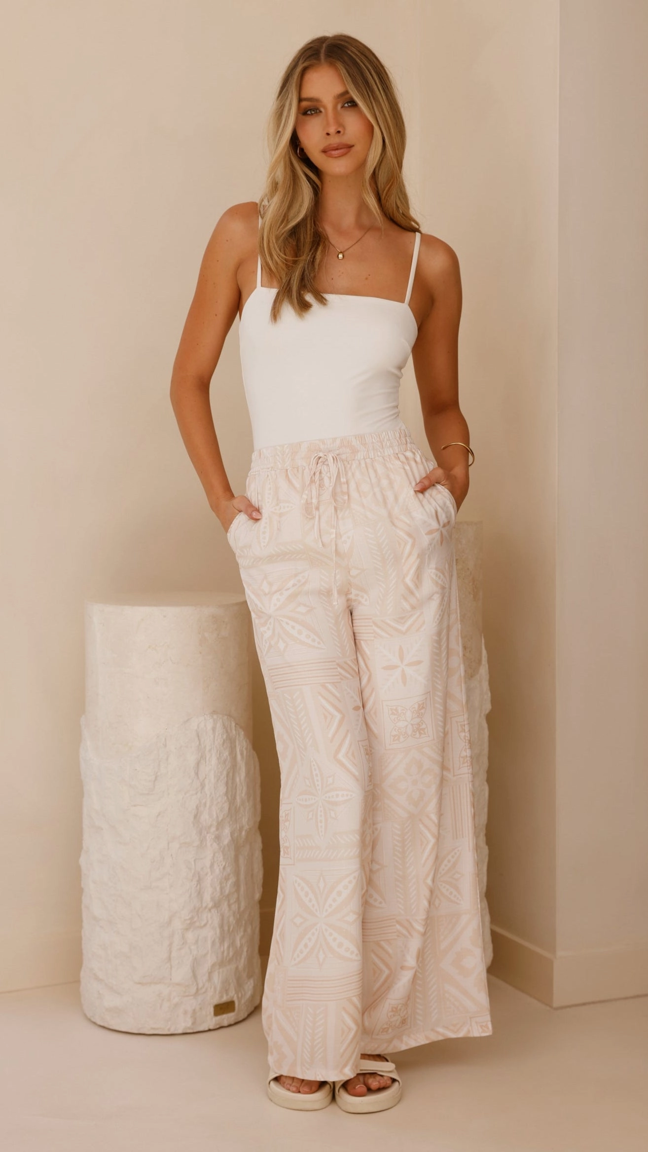 Zahara Pants - Beige Summer