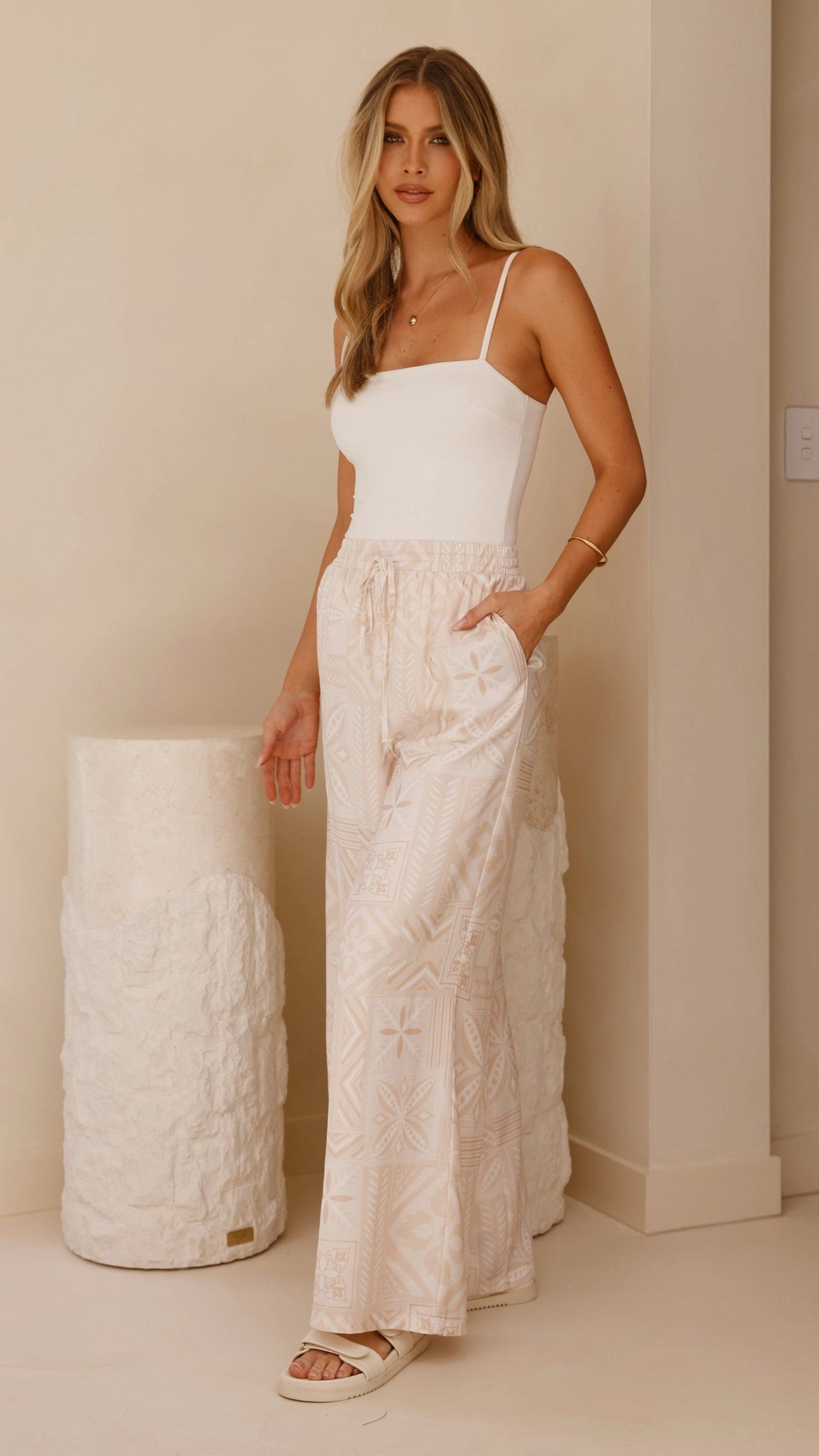Zahara Pants - Beige Summer