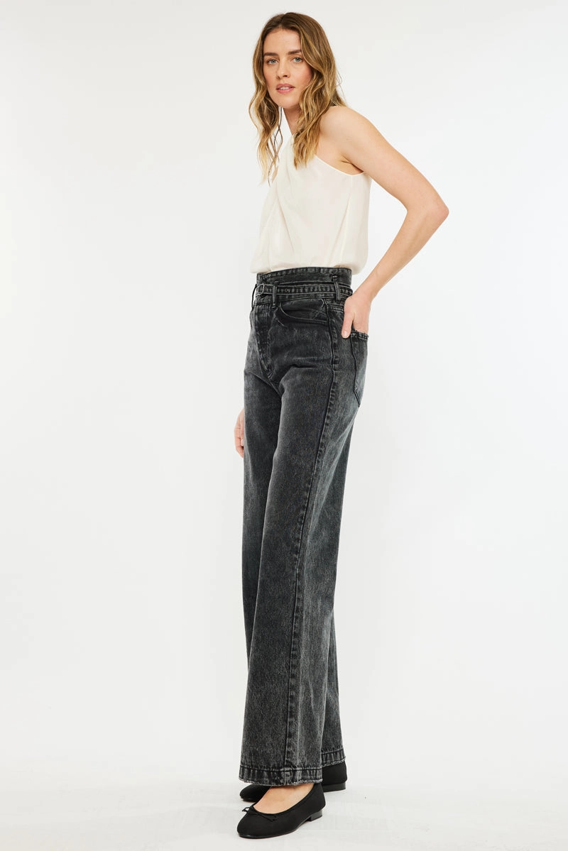 Zinc Ultra High Rise Belted 90's Wide Leg Jeans