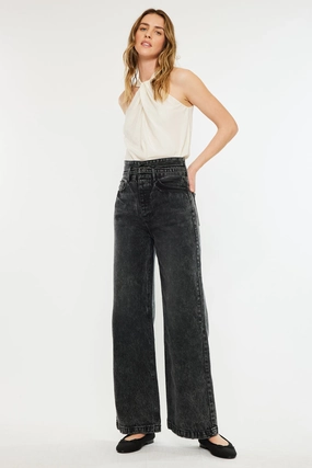 Zinc Ultra High Rise Belted 90's Wide Leg Jeans